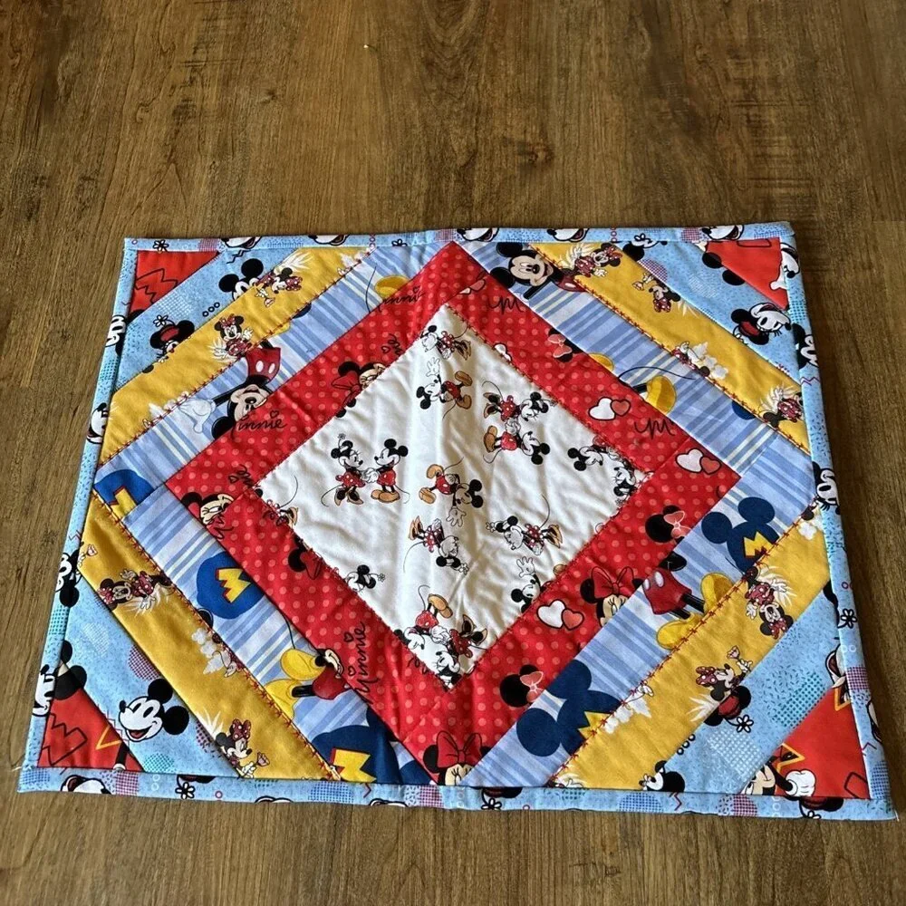 Quilted Mickey Mouse Placemats Set of 6 Double sided